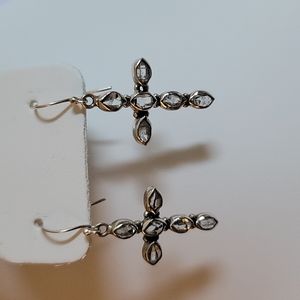 Herkimer Diamond Cross Earrings